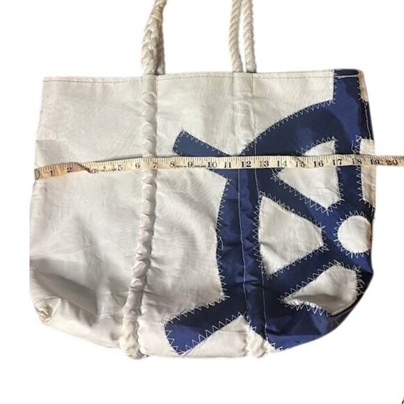 Maine Seabags Sea Large Tote Bag Beachy Nautical Ship Wheel Sailcloth Rope Blue - Picture 8 of 9